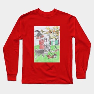 Lady on a Walk with her Dogs Long Sleeve T-Shirt